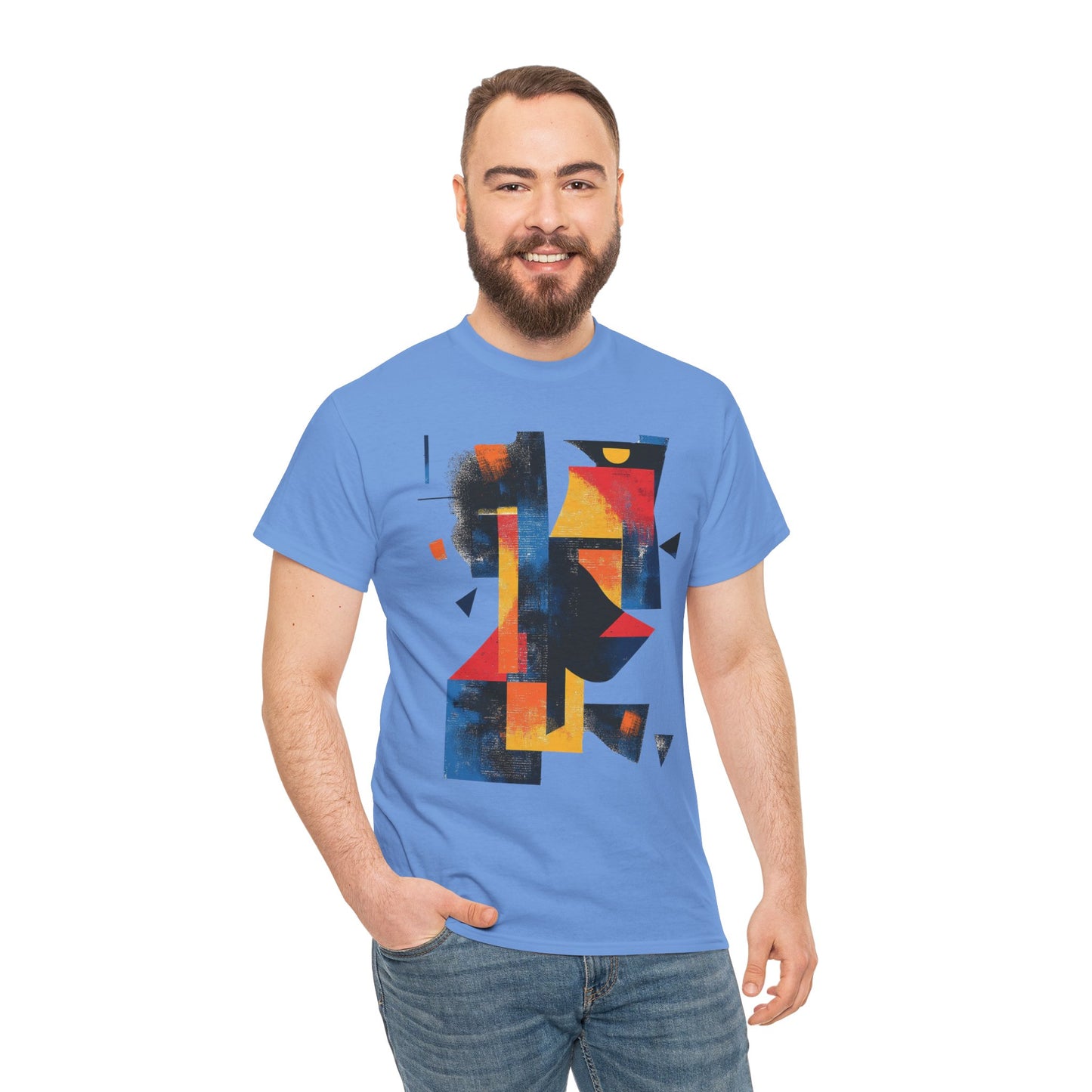 Abstract Geometric Art T-Shirt, Colorful Unisex Heavy Cotton Tee, Modern Artistic Shirt, Bold Graphic Print Tee