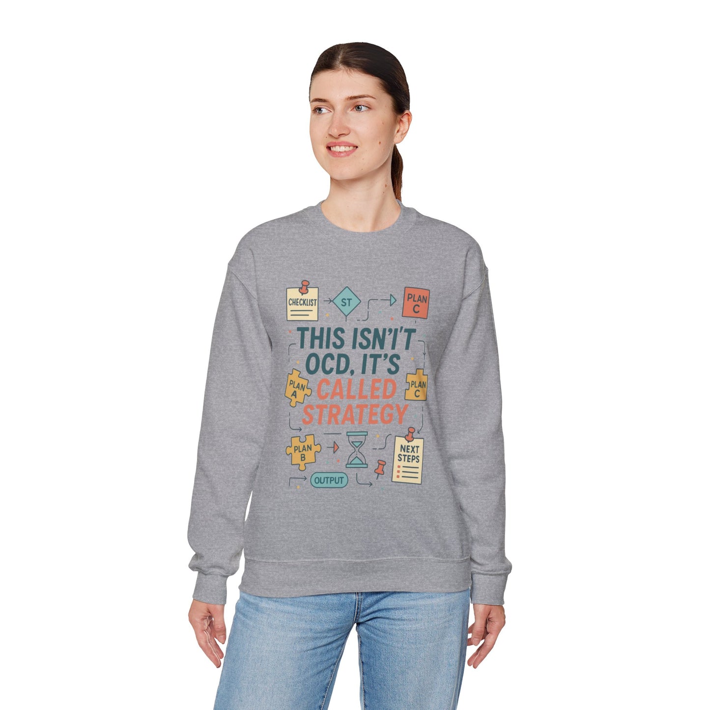 Funny Womens Planning Sweatshirt, This Isnt OCD Its Called Strategy, Sarcastic Organizer Pullover for Her, Strategy Sweatshirt
