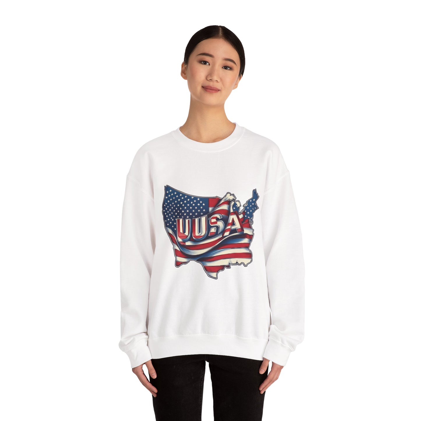 Patriotic USA Crewneck Sweatshirt, Unisex Sweatshirt, American Flag Apparel, Casual Comfort, Great for Independence Day and Holidays