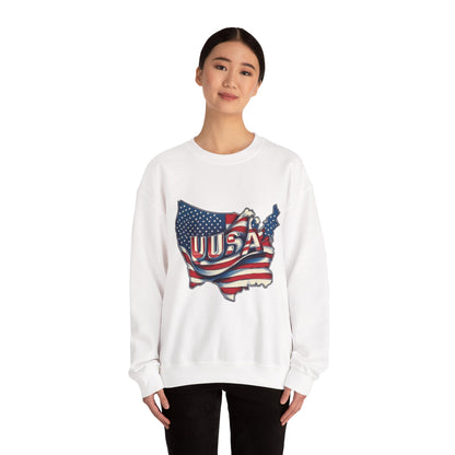 Patriotic USA Crewneck Sweatshirt, Unisex Sweatshirt, American Flag Apparel, Casual Comfort, Great for Independence Day and Holidays