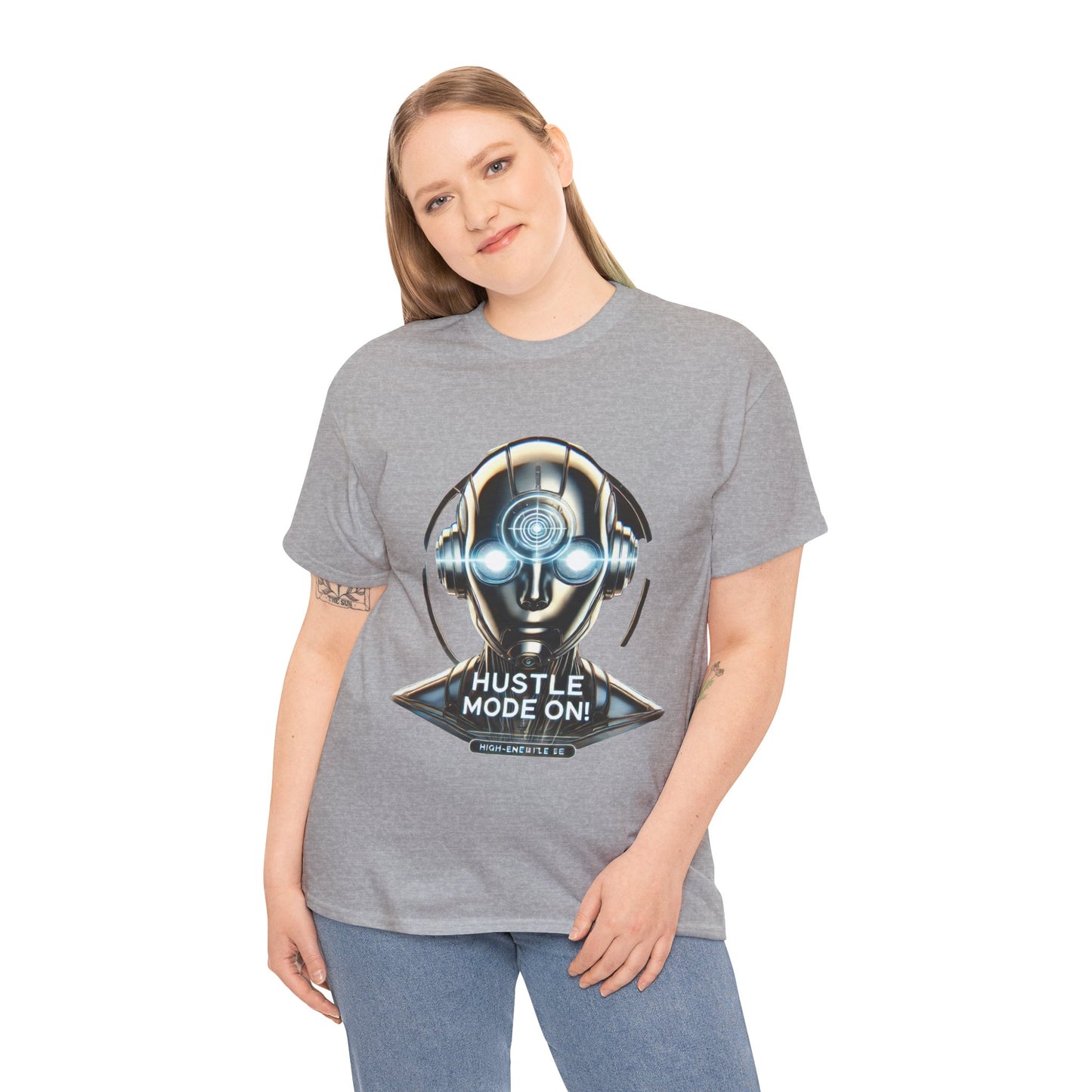Hustle Mode On Robot T-Shirt, Cyborg Hustle Unisex Tee, Graphic T-Shirt for Gamers & Tech Lovers, Graduations, Motivational Wear