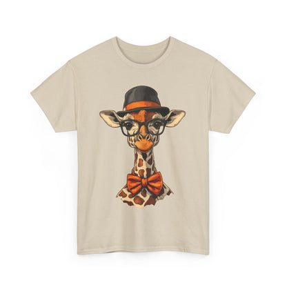 Hipster Giraffe T-Shirt with Hat and Glasses, Whimsical Giraffe Tee, Fun Gift, Cute Graphic Shirt, Unisex Heavy Cotton Tee