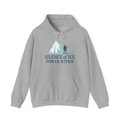 Men's Heavy Blend™ Hooded Sweatshirt, Silence of Ice Power Within Hoodie, Nordic Minimal Iceberg Graphic Streetwear