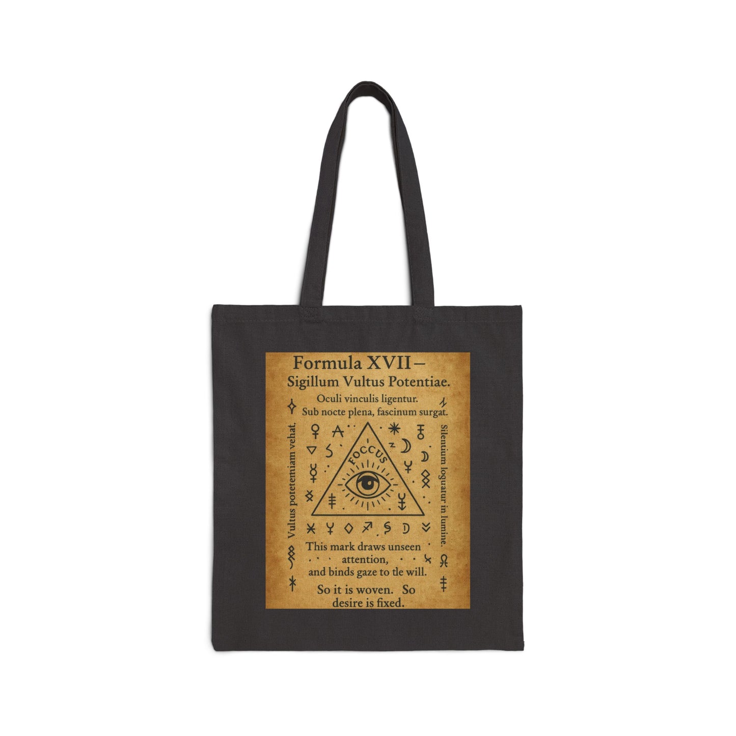 Sigil of Focus and Power Tote Bag, Mystic Eye in Triangle, Attention Drawing Symbol, Witchy Canvas Bag, Occult Gaze Charm
