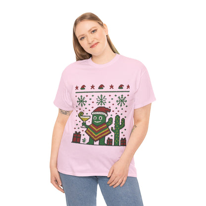Festive Cactus Christmas Shirt, Funny Holiday Santa Hat Tee for Women, Women's Funny Xmas Shirt