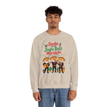 Santa and the Jingle Bells Mariachi Sweatshirt, Funny Mexican Christmas Jumper, Latin Holiday Fiesta Pullover