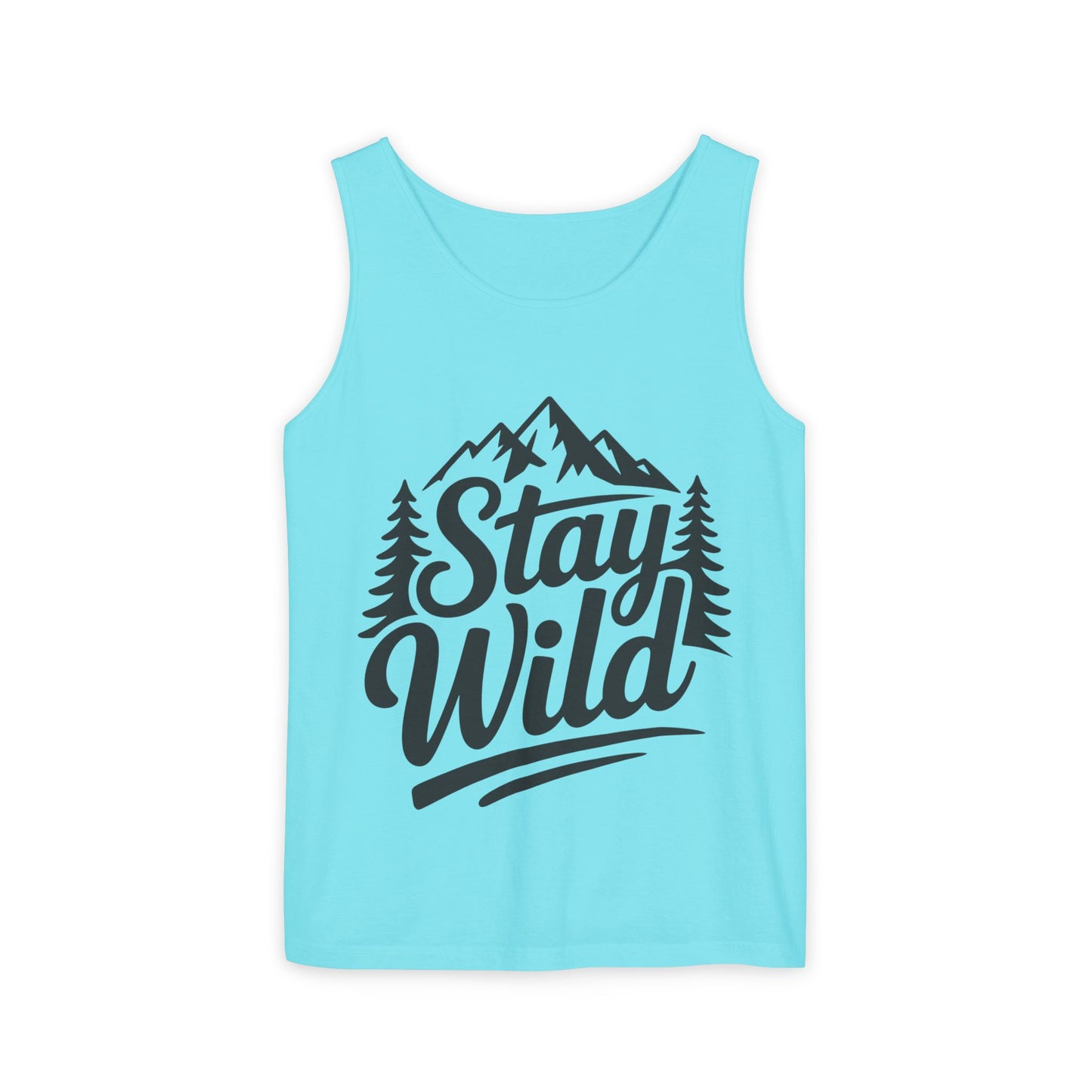 Stay Wild Garment-Dyed Mens Tank Top, Boho Summer Top, Adventure Shirt, Nature Lover Apparel, Gift for Hikers, Outdoor Clothing