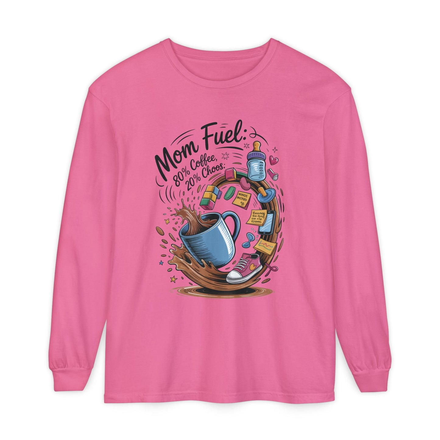 Mom Fuel Long Sleeve T-Shirt, Coffee Lovers Gift, Mother's Day Apparel, Cute Mom Shirt, Coffee Lover Mom Life Top, Coffee Lover's Tee