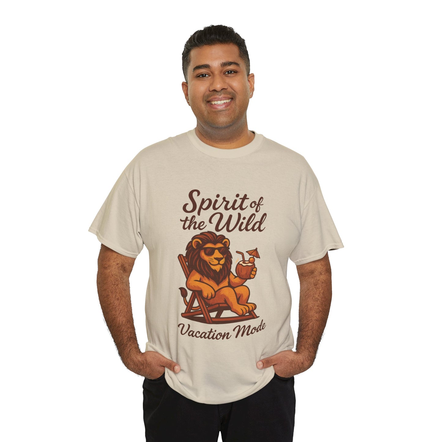 Spirit of the Wild Lion Shirt for Men - Vacation Mode Funny Summer Tee - Relaxed Jungle King Graphic, Vacation Mode, Perfect for Vacations