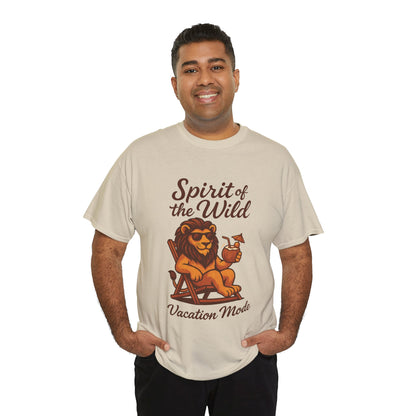 Spirit of the Wild Lion Shirt for Men - Vacation Mode Funny Summer Tee - Relaxed Jungle King Graphic, Vacation Mode, Perfect for Vacations