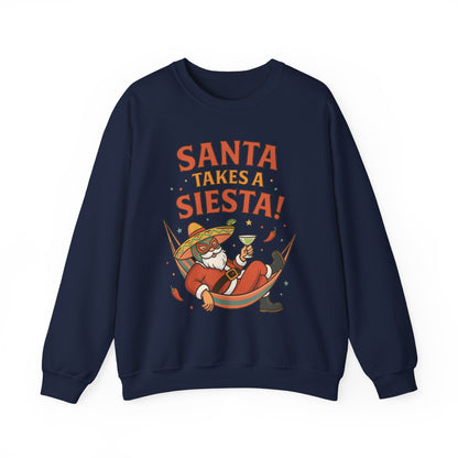 Santa Takes a Siesta Funny Christmas Sweatshirt for Men, Mexican Holiday Jumper