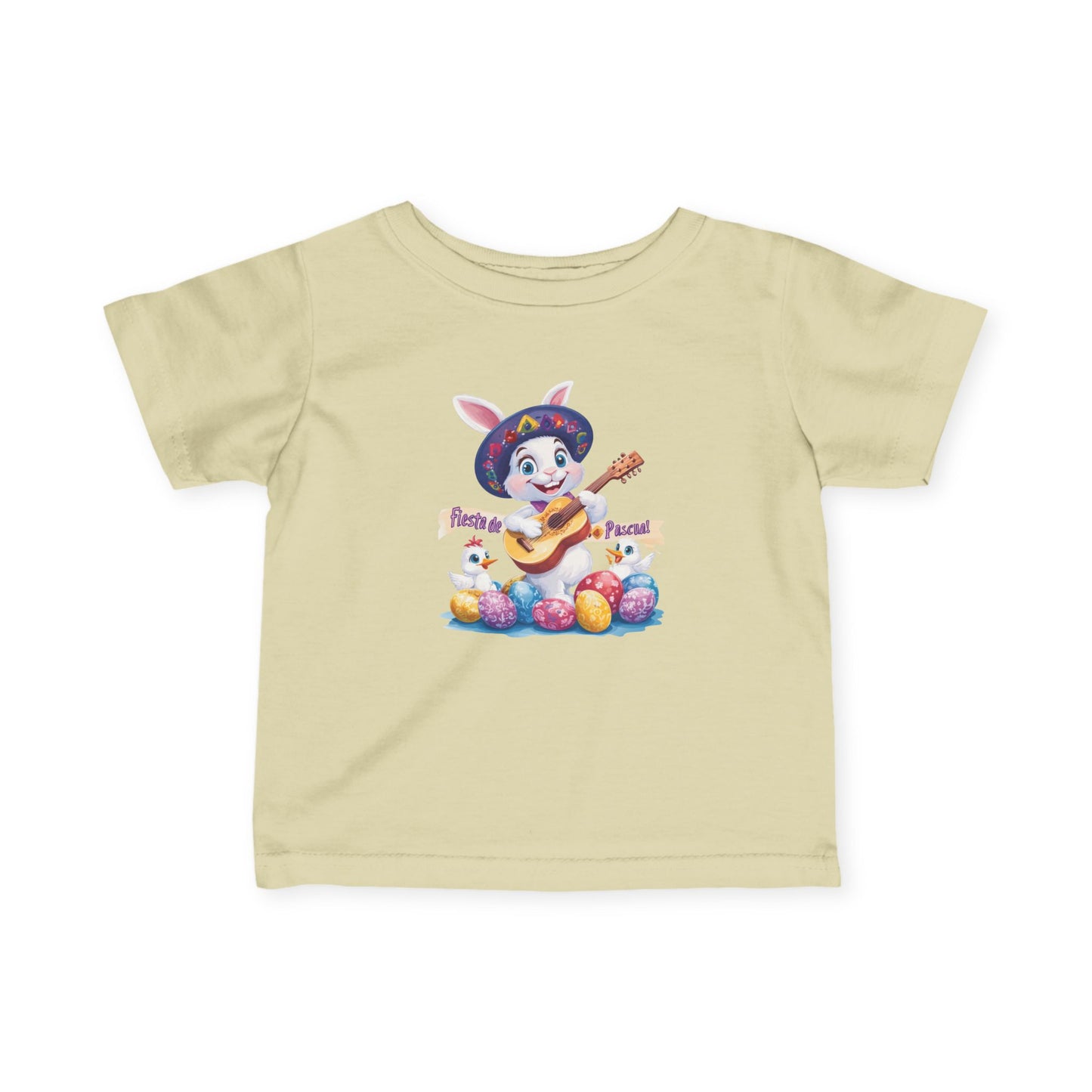 Fiesta de Pascua Baby T-Shirt - Cute Mexican Easter Bunny Tee with Guitar, Fun Spring Outfit for Infants 6 - 24 Months, Holiday Gift Idea
