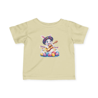 Fiesta de Pascua Baby T-Shirt - Cute Mexican Easter Bunny Tee with Guitar, Fun Spring Outfit for Infants 6 - 24 Months, Holiday Gift Idea
