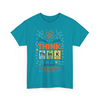 Funny Mens Science T-Shirt, THINK Element Periodic Table Shirt, Smart Geek Nerd Tee for Him, Ideal for Science Lovers, Geeky Apparel