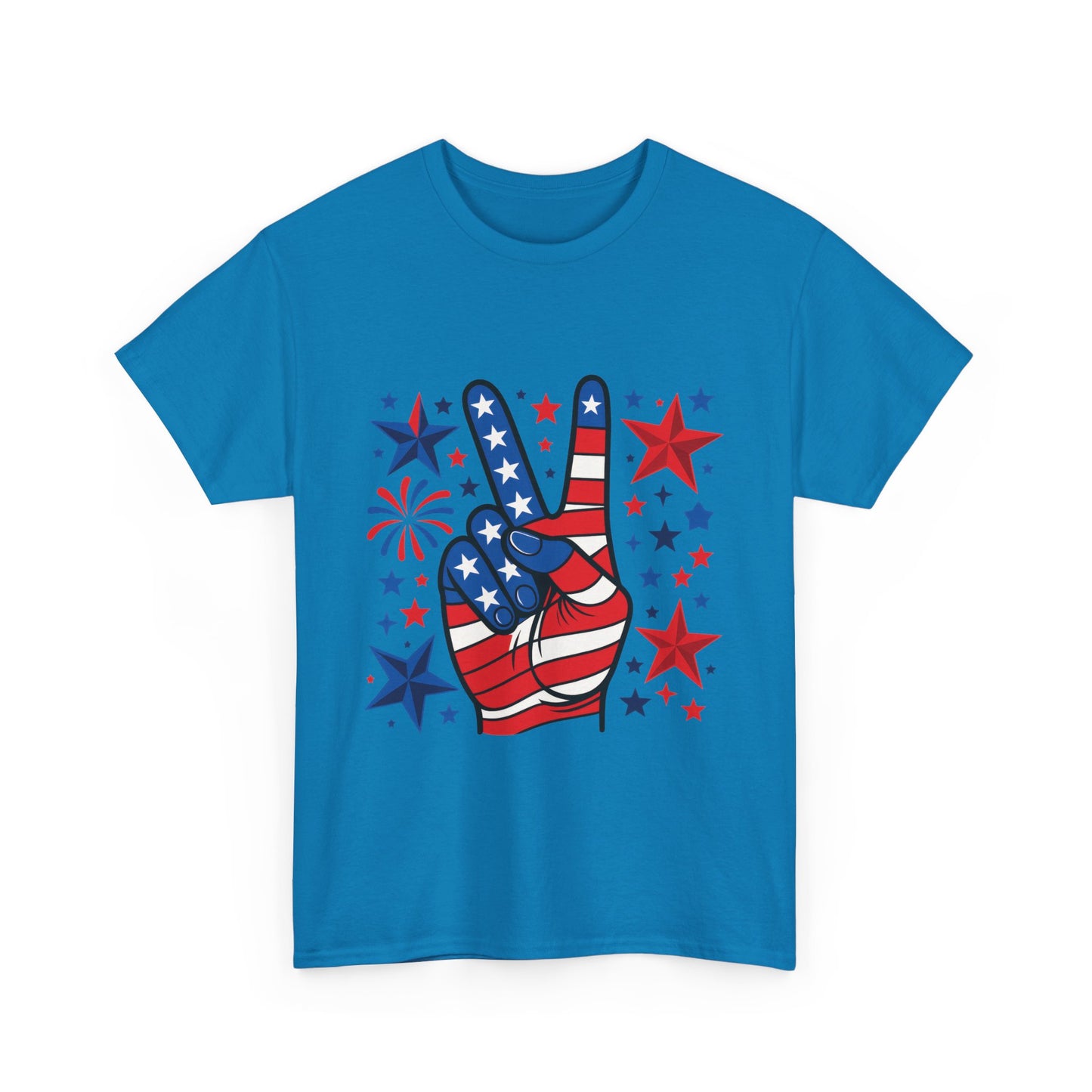 Patriotic Peace Hand Unisex Heavy Cotton Tee - Ideal for July 4th, Independence Day, Celebrations, Casual Wear, Everyday Style