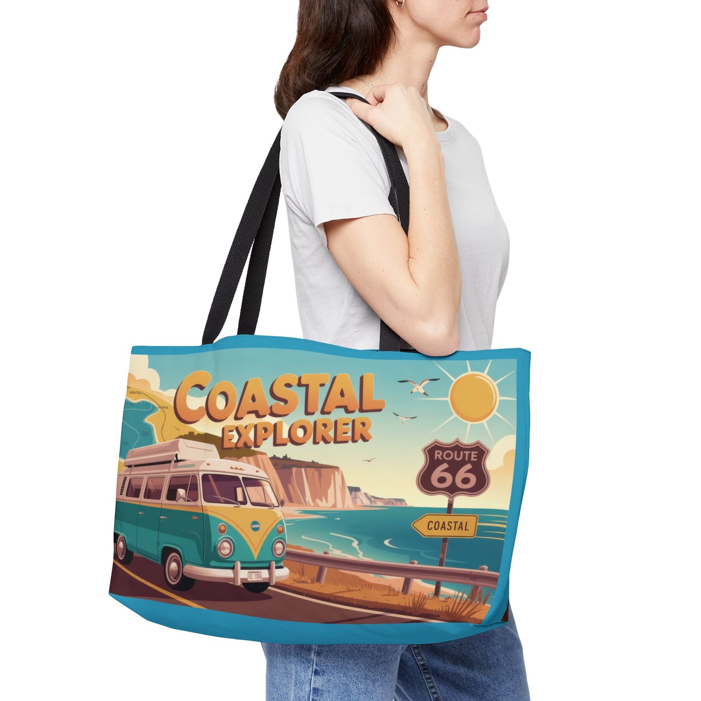 Coastal Adventure Weekender Tote Bag, Beach Bag, Travel Tote, Road Trip Essentials, Stylish Carry-All for Explorers