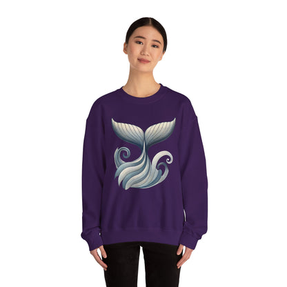 Whale Tail Ocean Sweatshirt, Unisex Heavy Blend Crewneck Sweatshirt, Nautical Coastal Sea Life Gift for Beach Lovers, Gift for Ocean Lovers