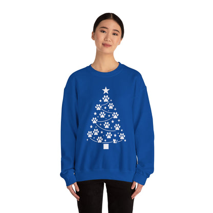 Paw Christmas Tree Women's Sweatshirt, Pet Lover Holiday Sweater