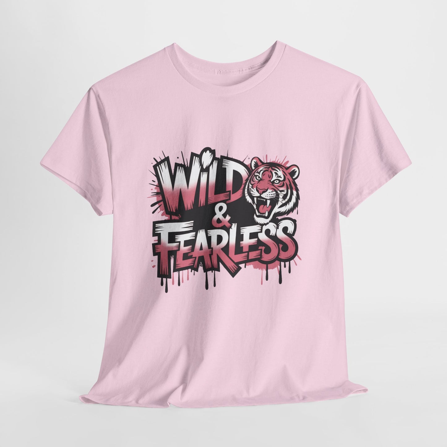 Womens Wild & Fearless T-Shirt, Tiger Graphic Graffiti Tee, Bold Urban Streetwear Top