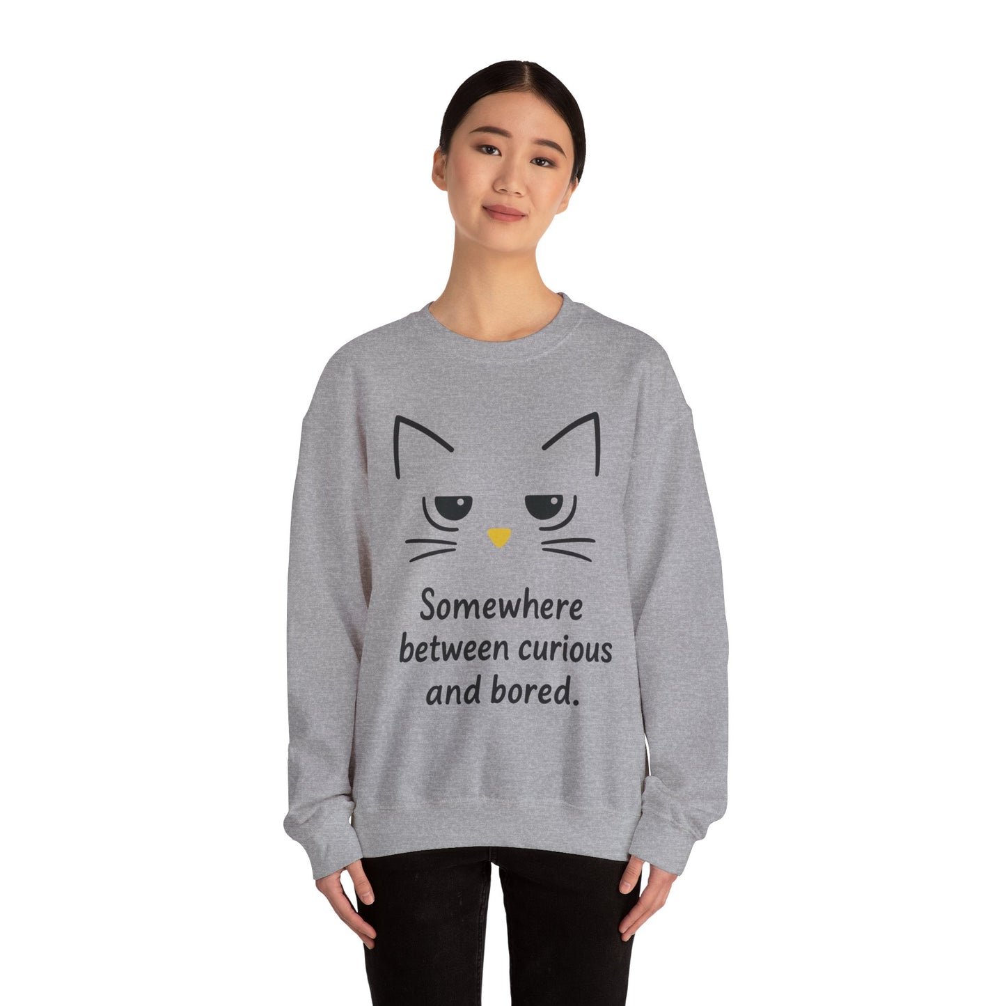 Whimsical Cat Crewneck Womens Sweatshirt, Cozy Relaxed Wear, Perfect Gift for Cat Lovers, Casual Everyday Style