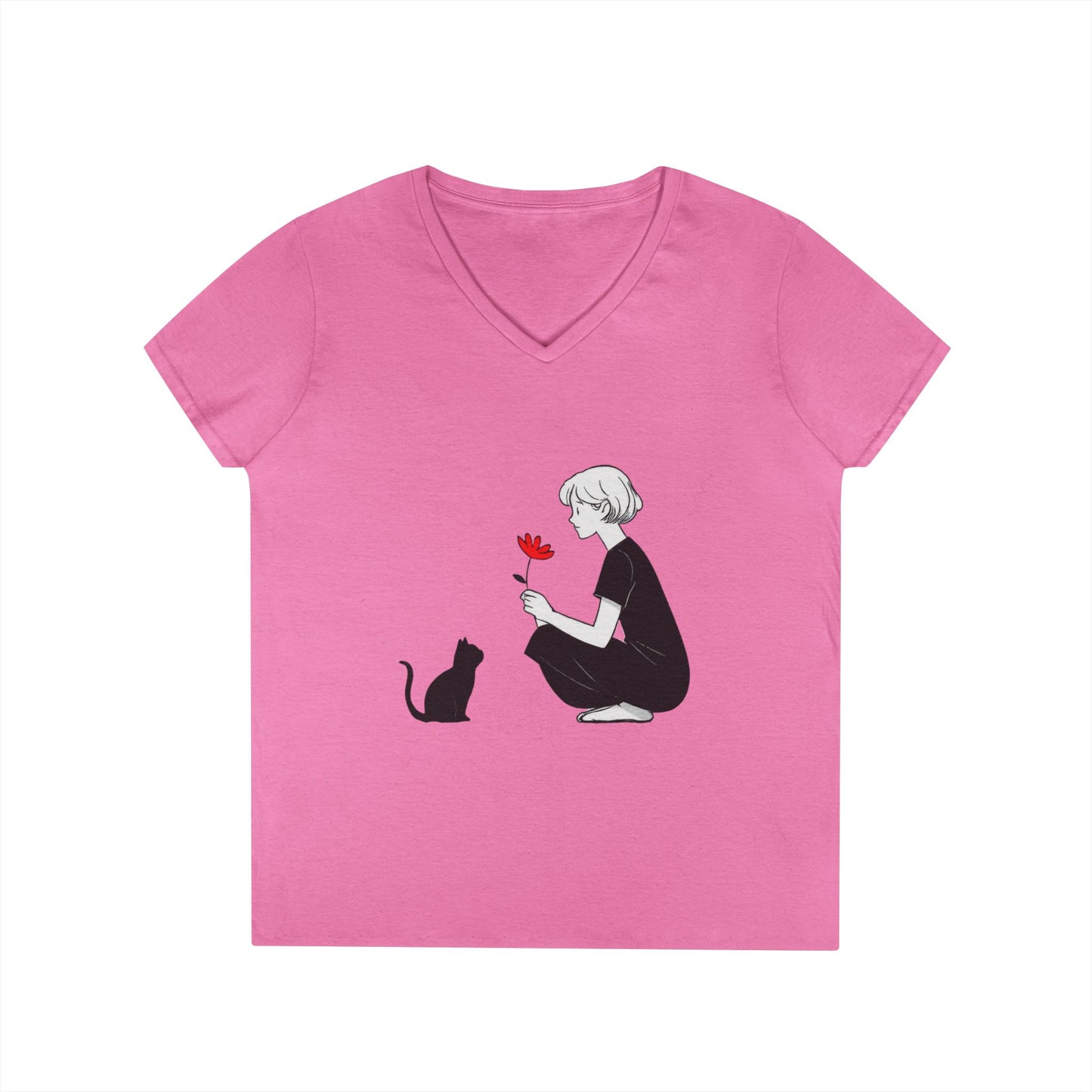 Cat Lover's V-Neck T-Shirt - Cute Graphic Tee for Pet Owners, Gifts for Cat Lovers, Animal Lover Apparel, Valentine's Day, Cat Love