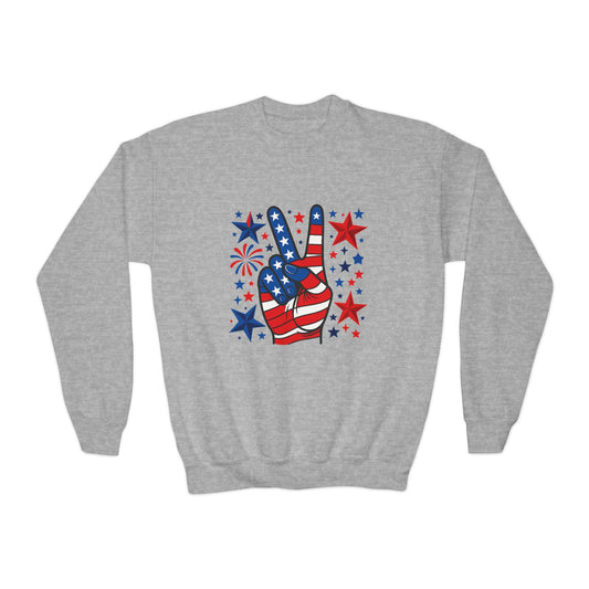 Patriotic Youth Crewneck Sweatshirt - Perfect for Independence Day, Camp, Summer Celebrations, School Spirit, and Everyday Comfort