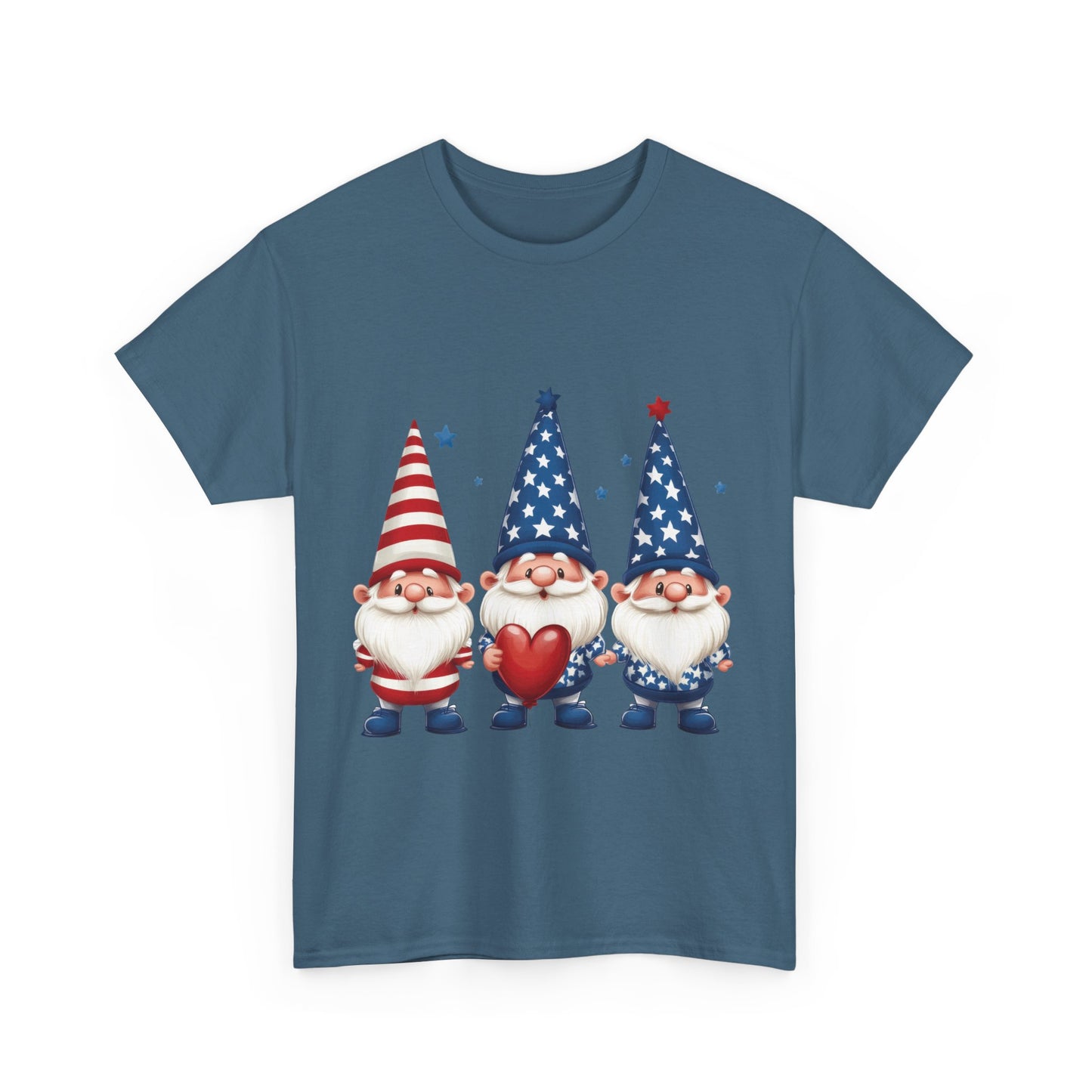 Patriotic Gnome Unisex Heavy Cotton Tee - Cute Tee for Independence Day, Casual Wear, Gift for Gnome Lovers, Summer Style