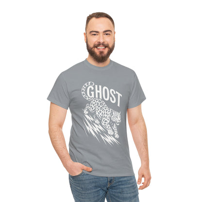 Ghost Leopard Graphic Tee, Mens T-Shirt, Casual Wear, Animal Print Top, Gift for Cat Lovers, Halloween Outfit