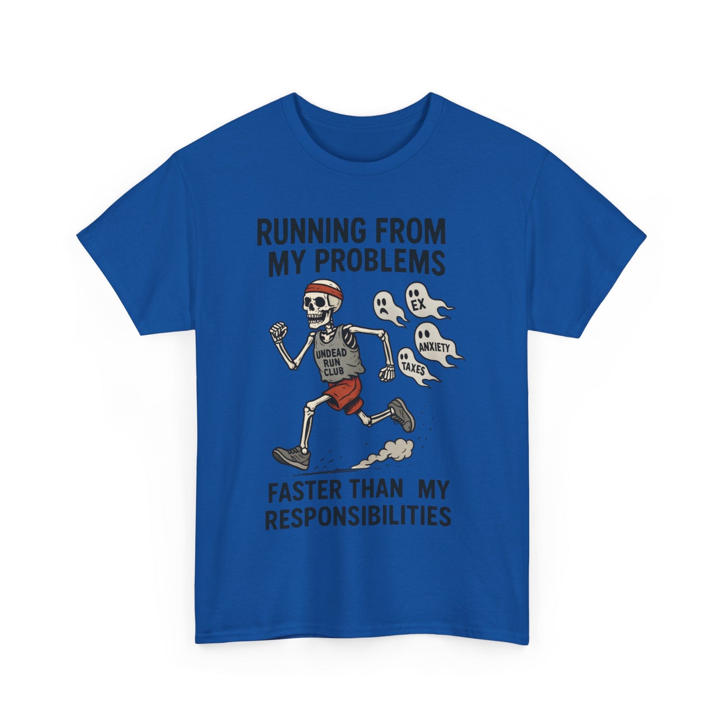 Skeleton Runner Tee for Men, Undead Jogging Club Shirt, Halloween T-Shirt, Gift for Runners, Anxiety Humor Gift