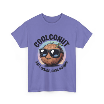 Coolconut Women's Heavy Cotton Tee, Fun Casual Shirt, Gift for Coconut Lovers, Summer Vibes Tee, Soft Inside Sass Outside Shirt
