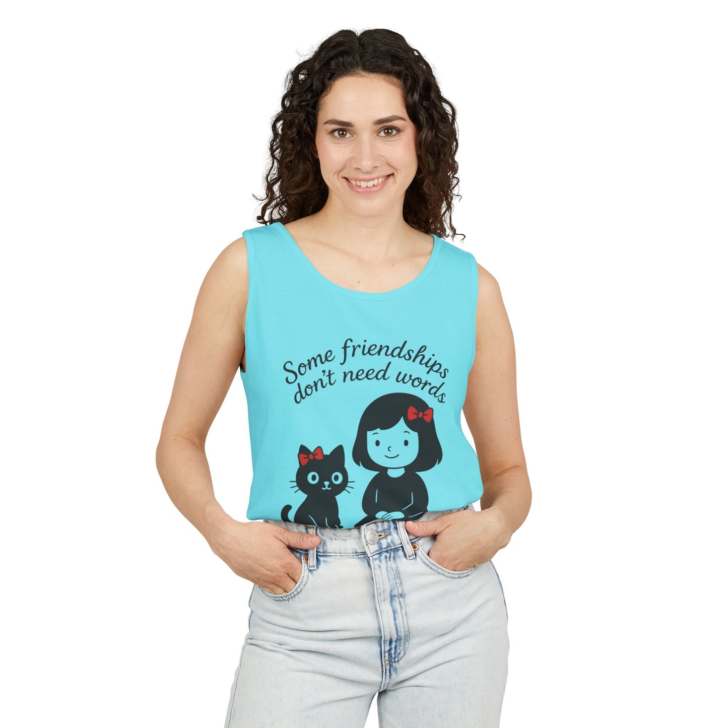 Friendship Tank Top, Cute Cat Lovers Gift, Womens Summer Apparel, Perfect for Casual Outings, Friendship Day, Cat Mom Tees