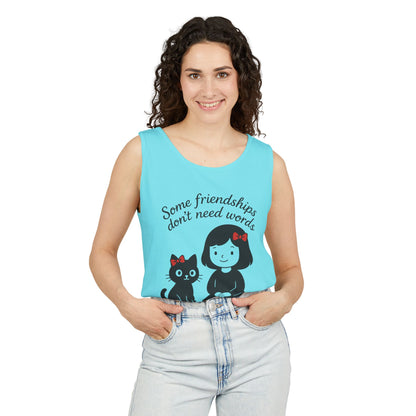 Friendship Tank Top, Cute Cat Lovers Gift, Womens Summer Apparel, Perfect for Casual Outings, Friendship Day, Cat Mom Tees