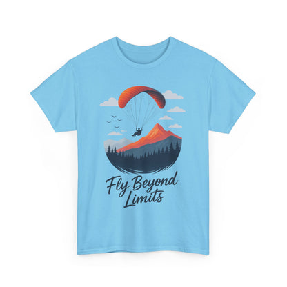 Paragliding Adventure T-Shirt, Mountain Landscape Tee, Nature Travel Lover Shirt, Outdoor Hiking Gift, Unisex Heavy Cotton Tee