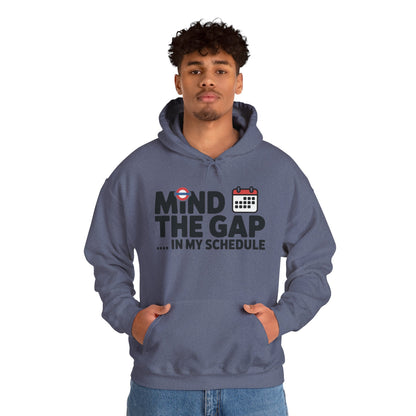 Men's Hoodie Funny Mind The Gap, London Tube Inspired Office Humor Hoodie, Comfy Graphic Sweatshirt