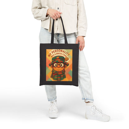 My Personality Has a Dress Code Tote Bag, Colorful Boho Character Cotton Canvas Bag, Funny Quote Gift, Quirky Fashion Illustration Shopper