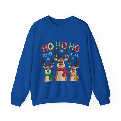 Ho Ho Ho Reindeer Christmas Sweatshirt, Cute Holiday Pullover for Women