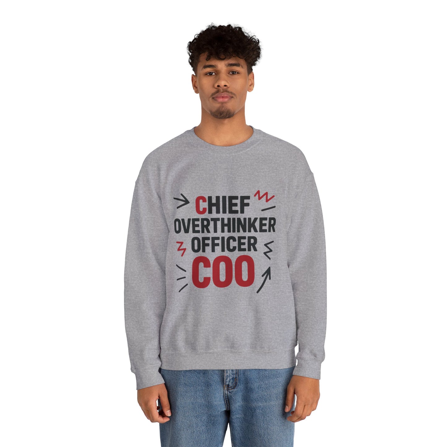 Chief Overthinker Officer Men's Sweatshirt, COO Funny Office Humor Graphic Pullover, Men's Heavy Blend™ Crewneck Sweatshirt