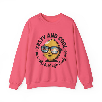 Zesty and Cool Crewneck Sweatshirt, Womens Lemon Sweatshirt for Casual Wear, Trendy Gift, Summer Vibes, Comfortable Apparel