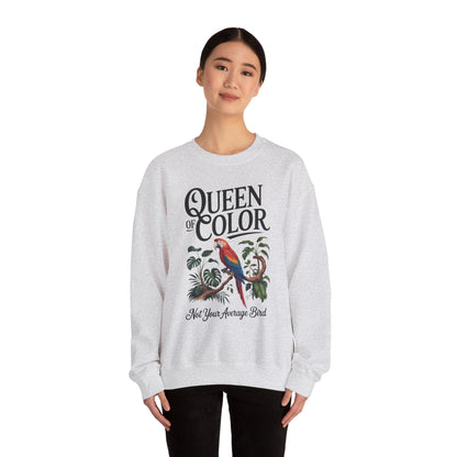 Vibrant Crewneck Womens Sweatshirt, Colorful Apparel, Bird Design, Cozy Layering, Gift for Nature Lovers, Fun Fashion