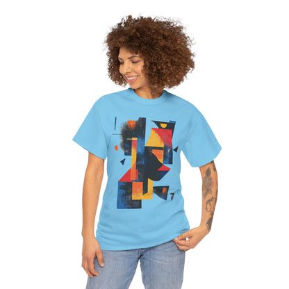 Abstract Geometric Art T-Shirt, Colorful Unisex Heavy Cotton Tee, Modern Artistic Shirt, Bold Graphic Print Tee