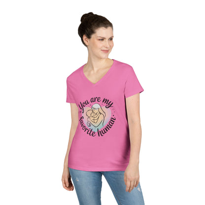 You Are My Favorite Human Mom Baby Tee, Mothers Day Gift, Pastel Heart Ladies V-Neck T-Shirt, Sentimental Mom Shirt