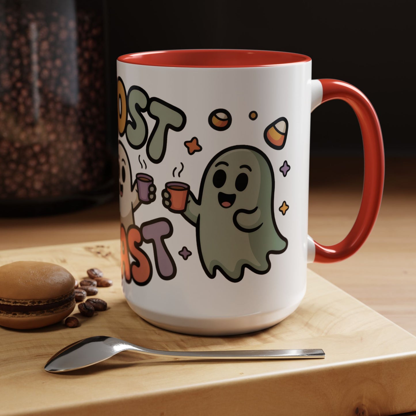Ghost Roast Halloween Mug, Cute Spooky Coffee Cup, Kawaii Ghost Drinkware, Funny Fall Mug Gift for Coffee Lovers, Accent Coffee Mug (15oz)