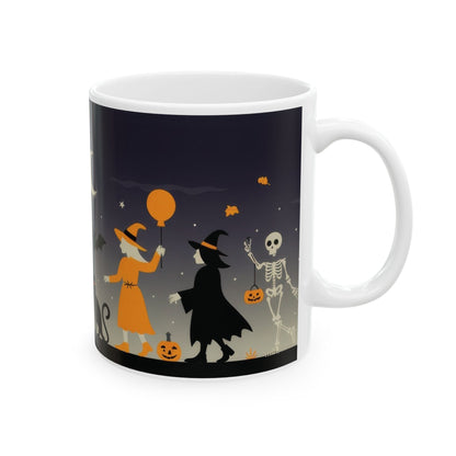 Halloween Night Parade Mug, Witches, Ghosts, Skeletons, Spooky Night Coffee Cup, Gothic Fall Gift for Her - HimCeramic Mug, (11oz, 15oz)
