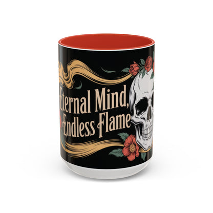 Eternal Mind Endless Flame Mug, Gothic Skull - Floral Coffee Cup, Dark Romantic Gift for Halloween or Everyday Use, Coffee Mug (11, 15oz)