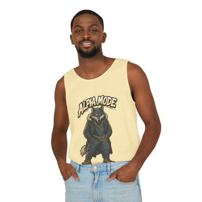 Alpha Mode Wolf Tank Top, Mens Hip Hop Gym Tank, Cool Streetwear Muscle Tank, Savage Wolf Graphic Top, Alpha Male Workout Shirt, Beachwear