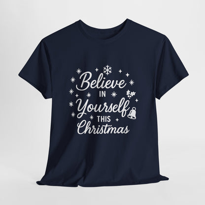 Women's Believe in the Magic Christmas Shirt, Santa Hat Holiday Tee for Women