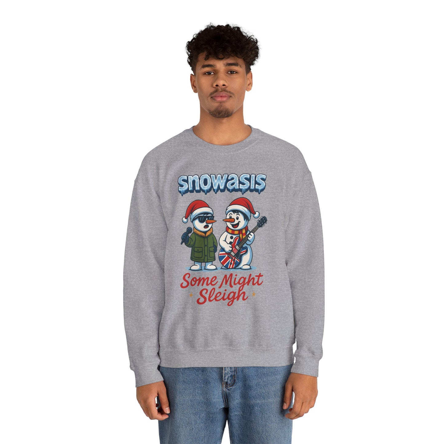 Snowasis Some Might Sleigh Men's Christmas Sweatshirt, Funny Rock Holiday Sweater