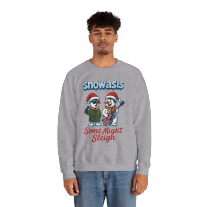 Snowasis Some Might Sleigh Men's Christmas Sweatshirt, Funny Rock Holiday Sweater