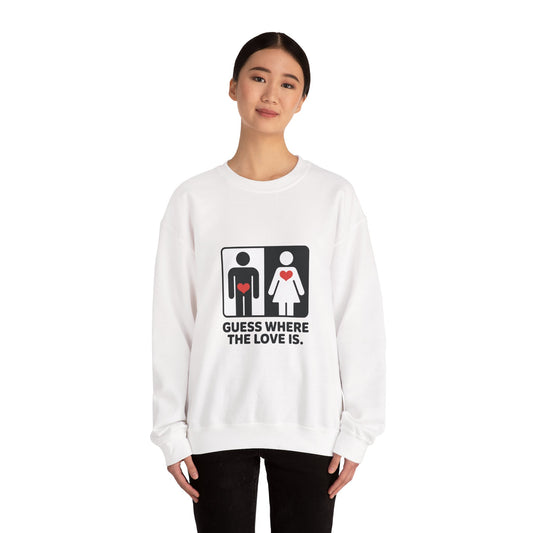 GuesWhere the Love Is Sweatshirt, Couples Gift, Valentines Day Apparel, Matching Sweatshirt, Relationship Sweatshirt, Love Joke Graphic