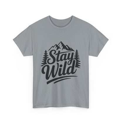 Stay Wild Adventure Tee, Unisex Heavy Cotton Tee for Nature Lovers, Camping, Hiking, Gifts for Outdoorsy Friends, Nature Graphic Tee